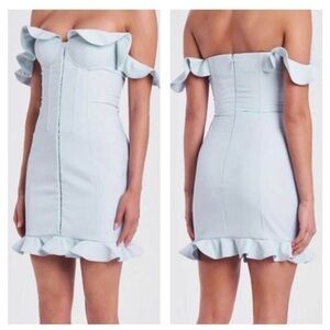 LAVISH ALICE MICRO RUFFLE CORSET DRESS IN BABY BLUE